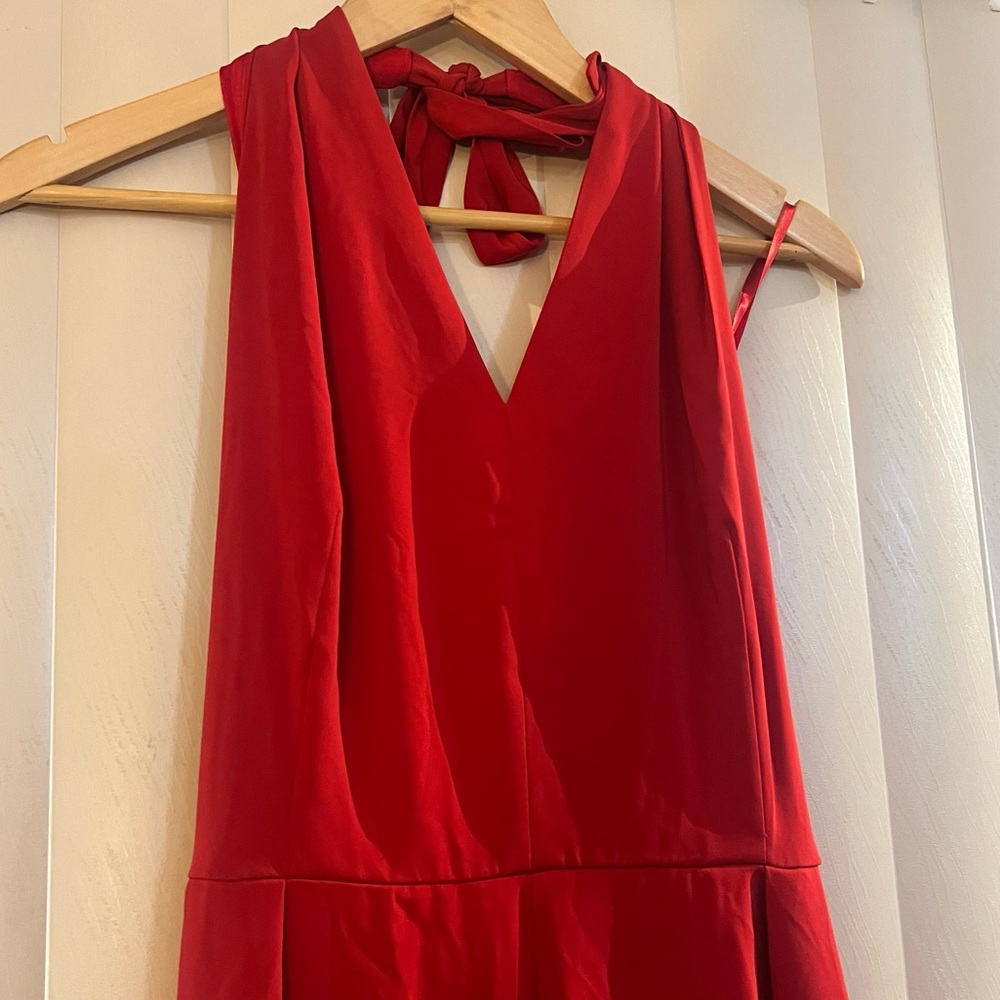 🆕Worthington Petite Red Halter V‑Neck Jumpsuit – Size 14P (NWT)